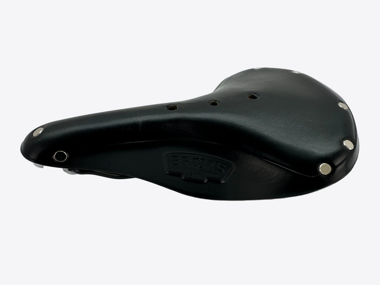 Black bicycle saddle on a white background