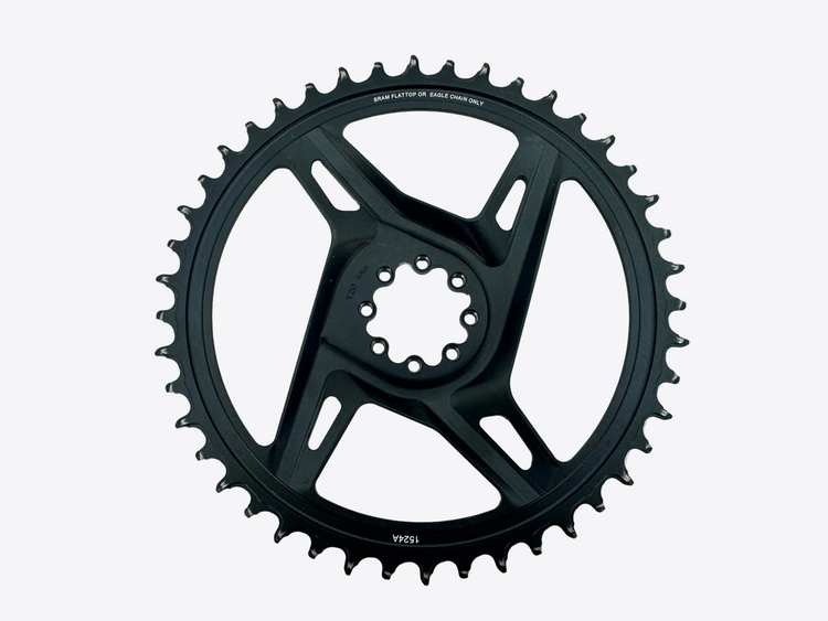 Black bicycle sprocket on a white background