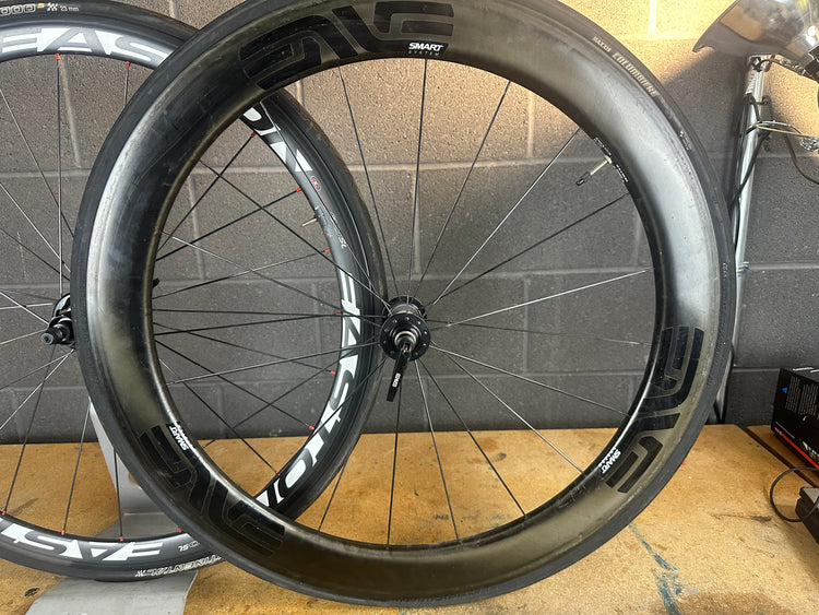 Mismatched Carbon Aero Wheelset Enve Easton QR Rim Brake