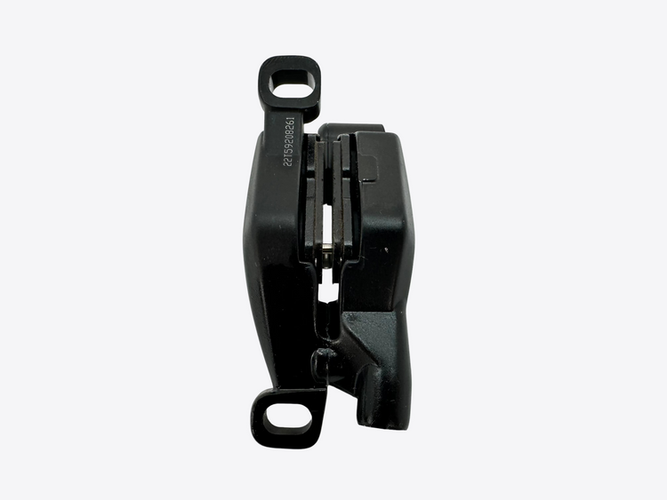 Black brake component on a white background
