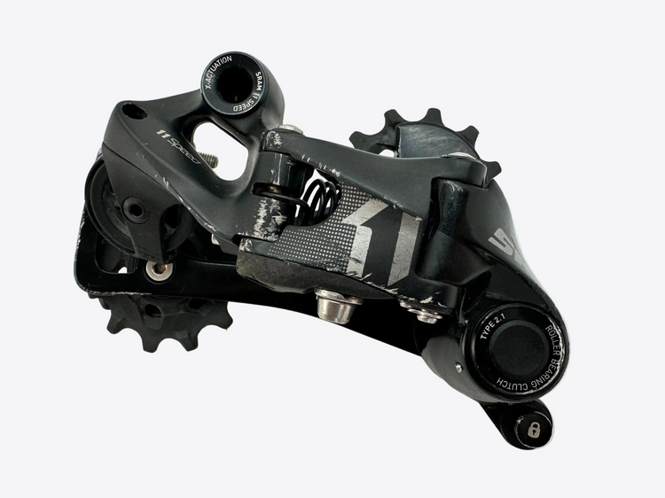 Bicycle gear mechanism on a white background
