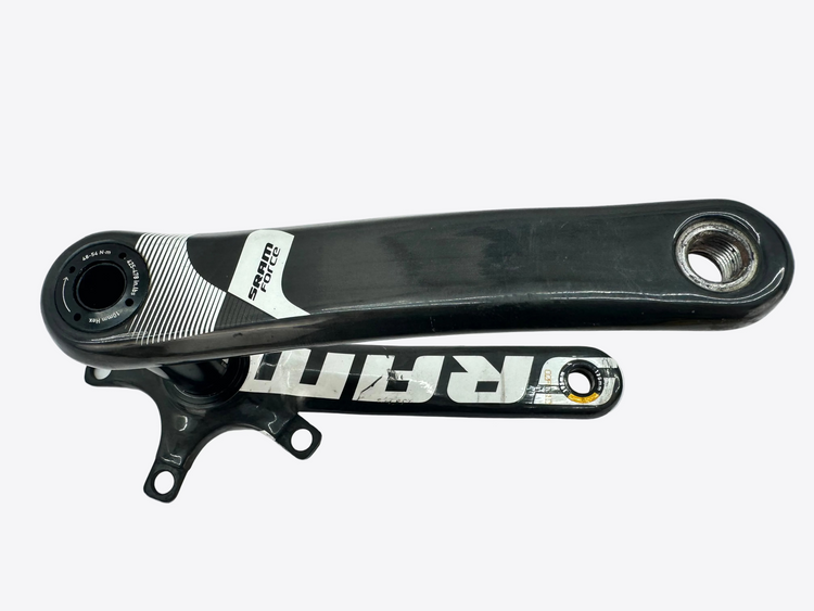 Bicycle crankset with 'Sram' branding on a white background