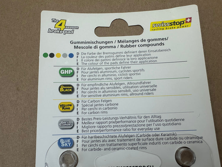Swiss Stop Flash Pro Yellow Brake Pads Carbon Rims Shimano Sram