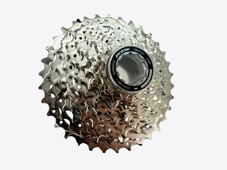 Bicycle gear cassette on a white background
