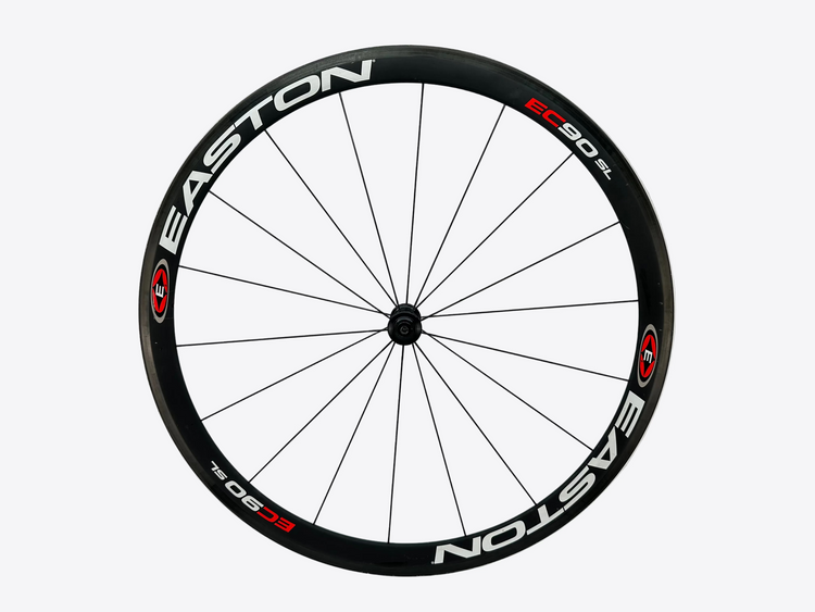 Cycling wheel with Easton branding on a white background