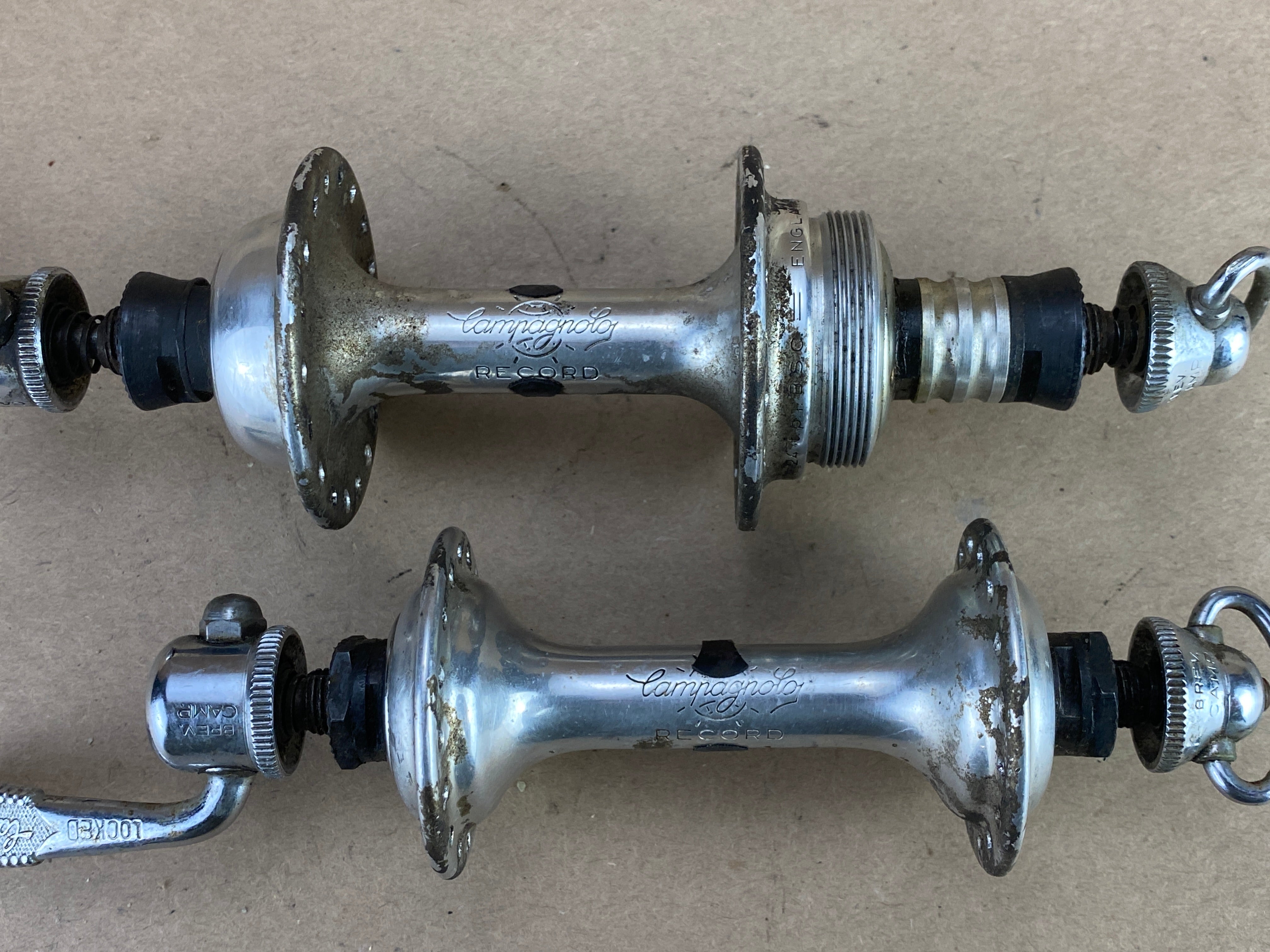 Vintage Campagnolo Record Track Hub Set Pista Nutted High Vintage Campagnolo Record Track Hub Set Pista Nutted High