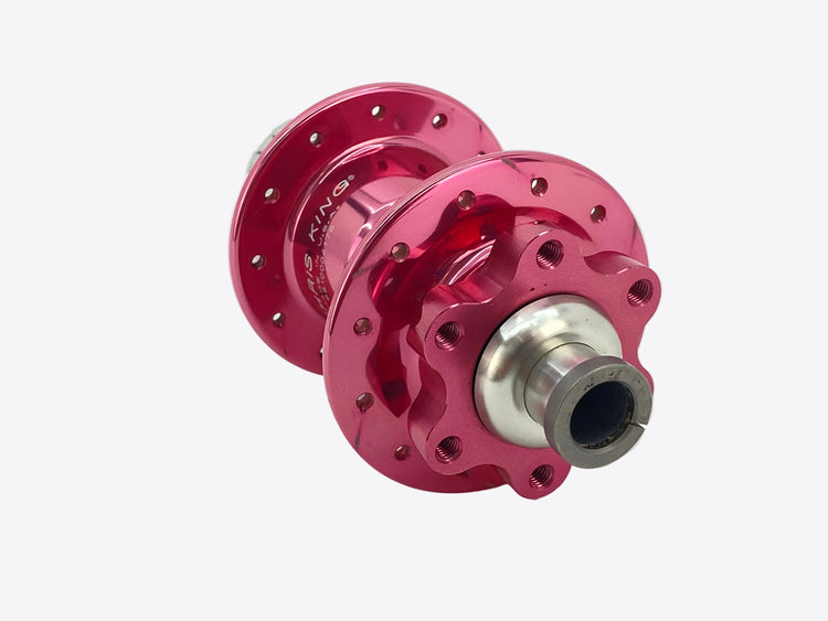 view of the rear brake mount and hub flange