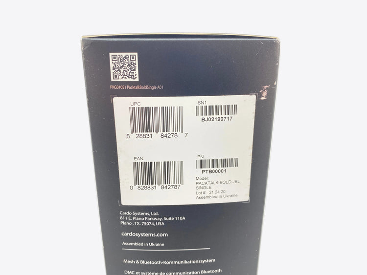 view of the barcodes and label