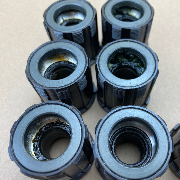 top view of the six freehubs