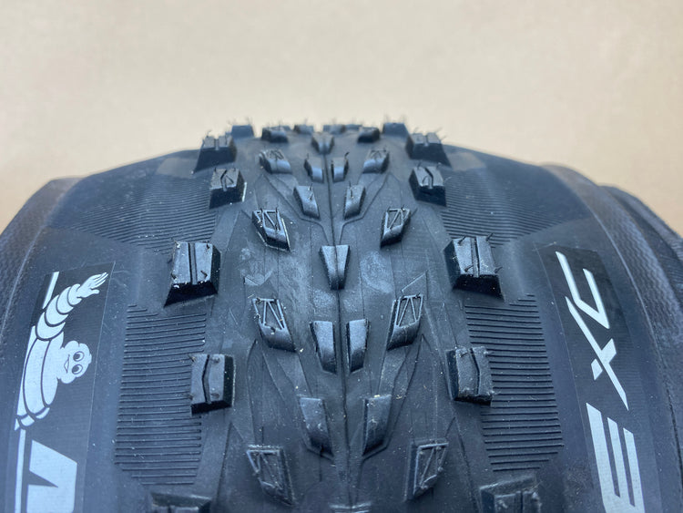 close up of the tire tread