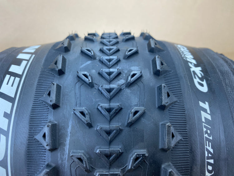 close up of the tire tread