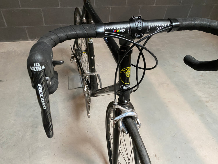 a view of the handlebars and brake levers