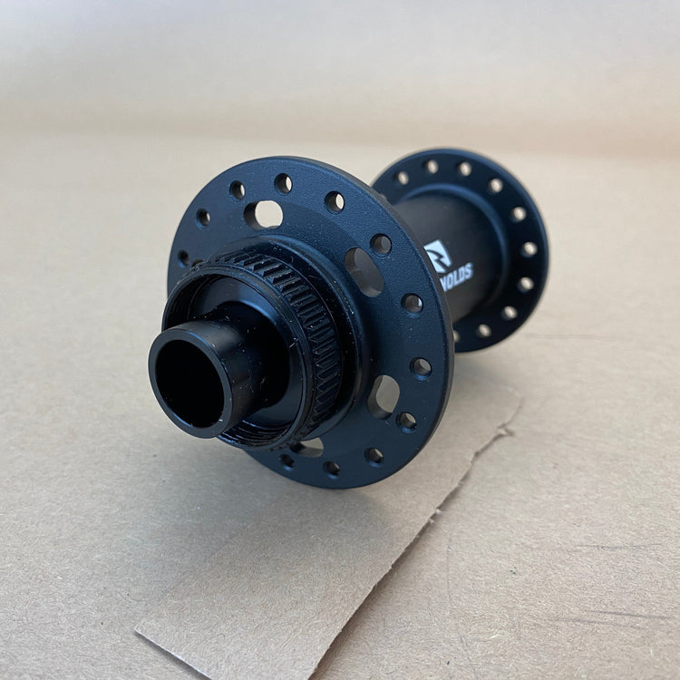 close up of the front rotor mount and axle end