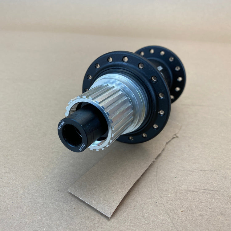 close up of the freehub and axle end