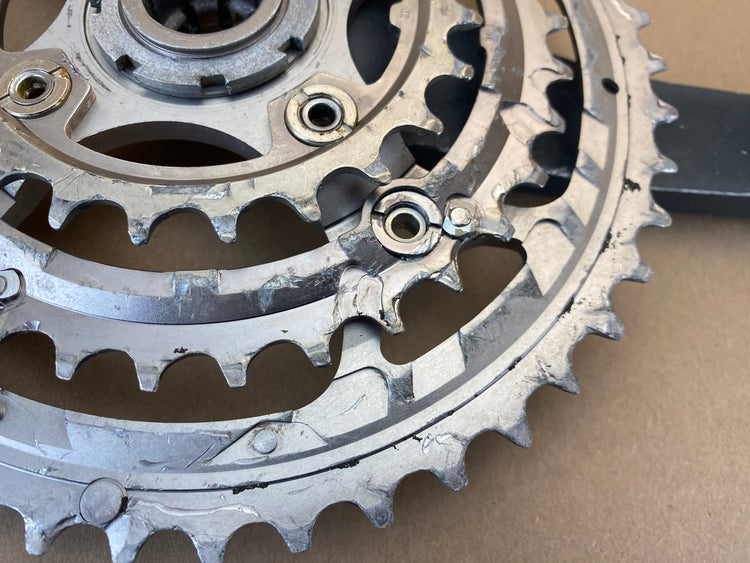 close up of the chainrings