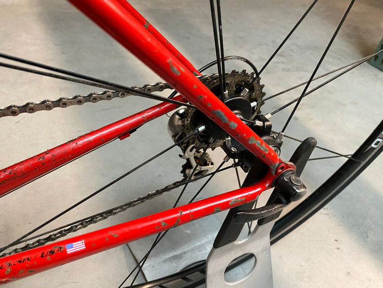 paint chips on the left seat and chain stays