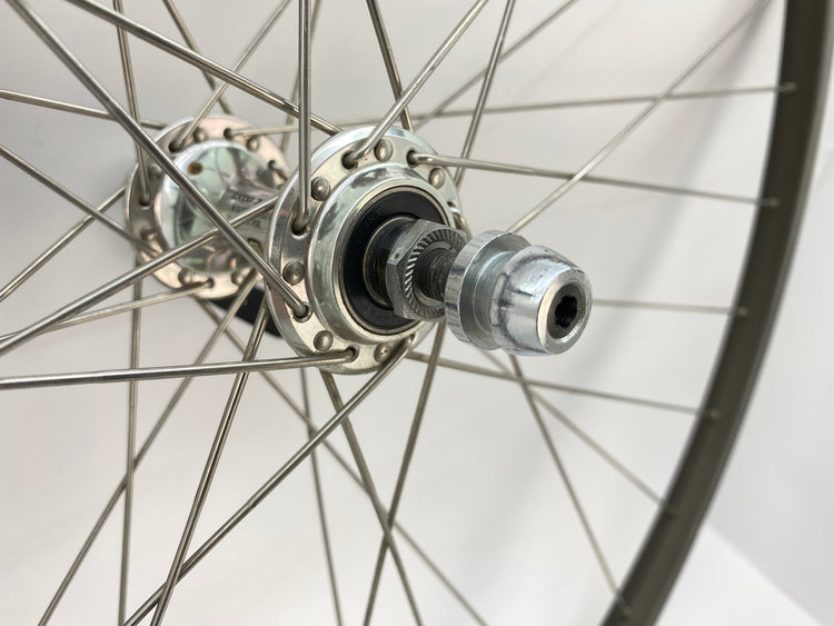 close up of a front hub flange