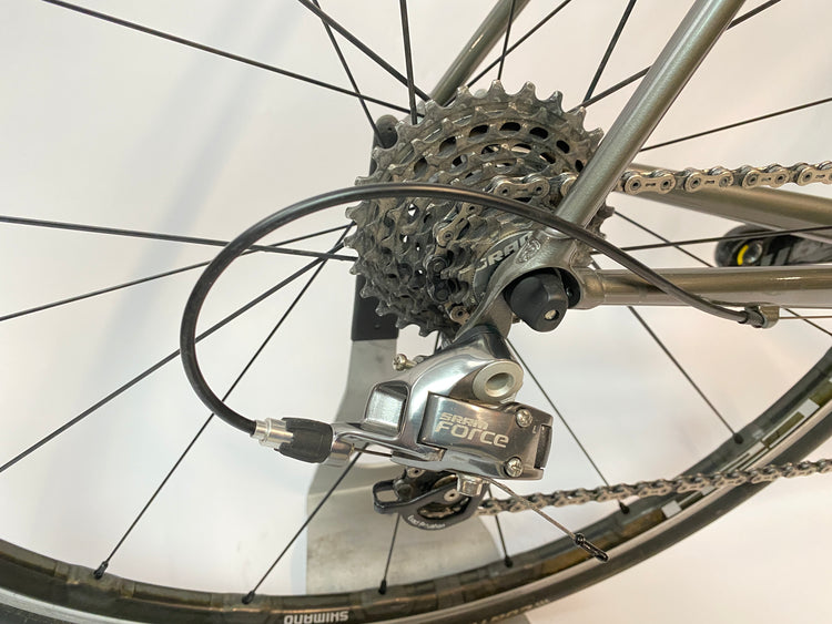 view of the rear derailleur and cassette