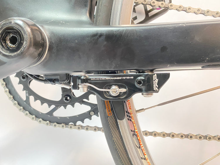 close up of the rear brakes