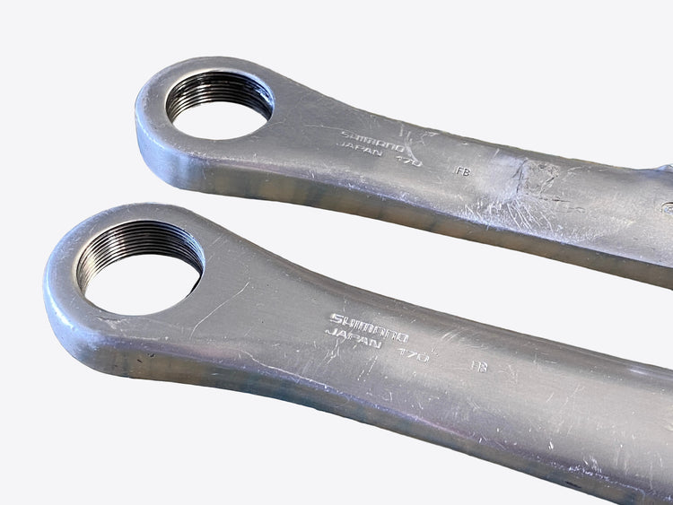 backside of the crank arms showing pedal interface and 170mm label