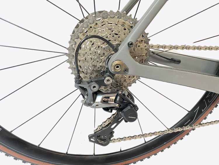 close up of the derailleur and cassette