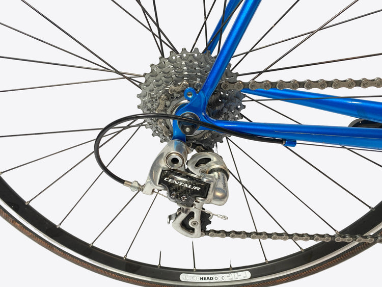 close up of rear derailleur and cassette