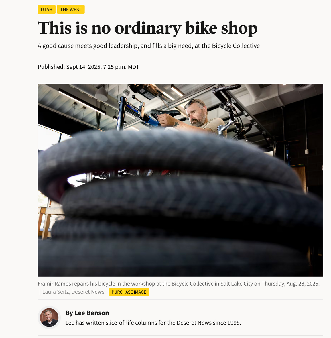 Lee Benson of Deseret News: This is no ordinary bike shop