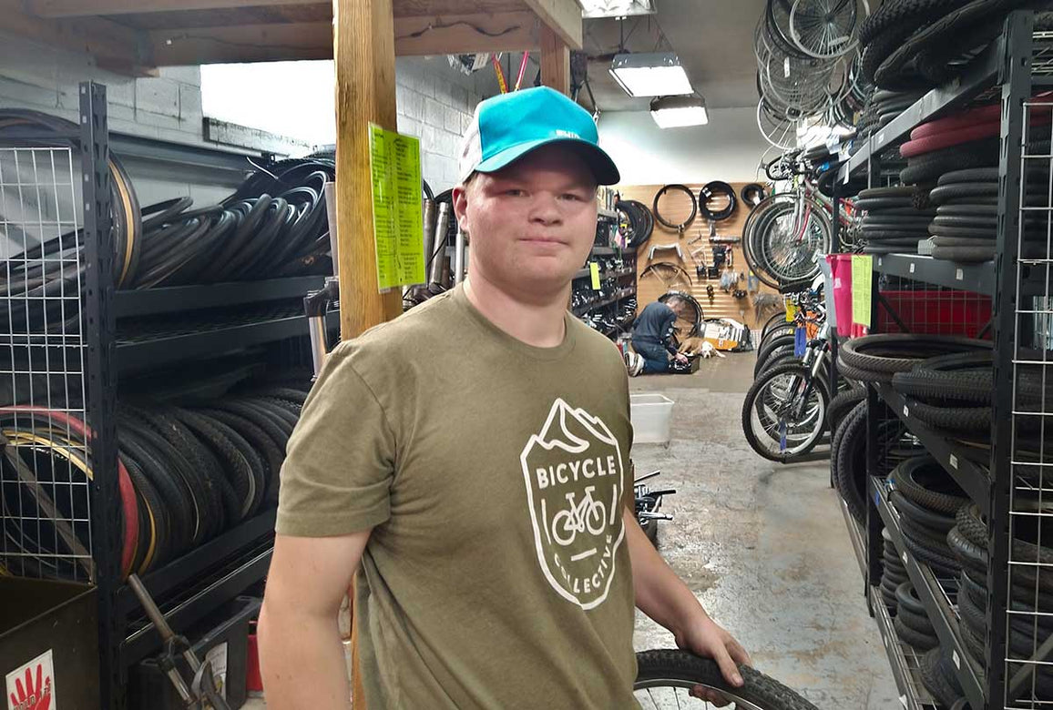Jeramiah Kindall, a mechanic at the Ogden Bicycle Collective, loves working on old bikes.