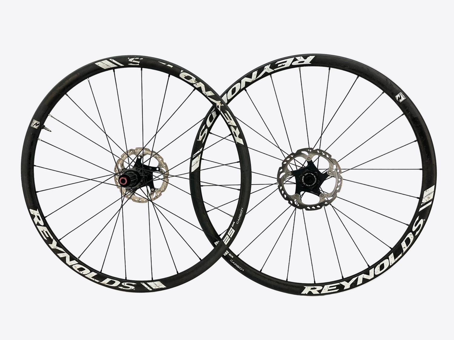 Two Reynolds bicycle wheels on a white background