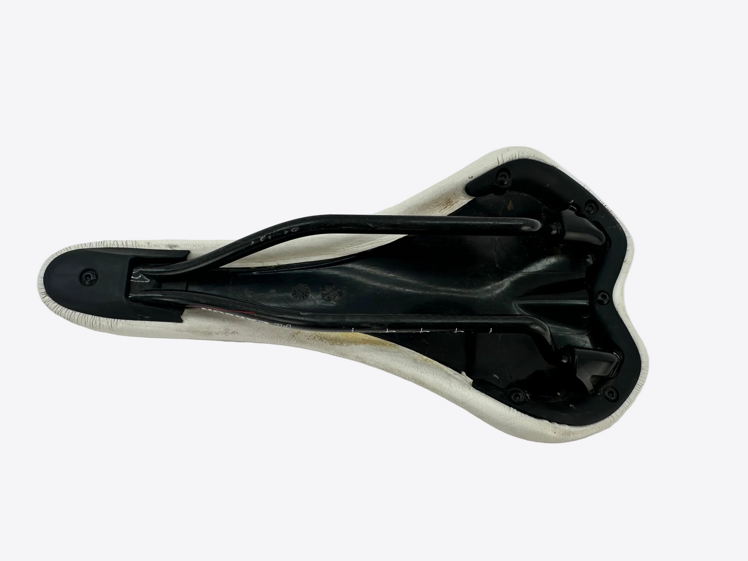 Black bicycle seat on a white background