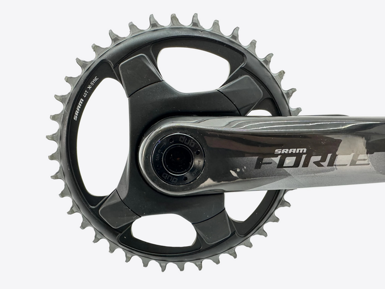 Bicycle crankset with SRAM Force branding on a white background
