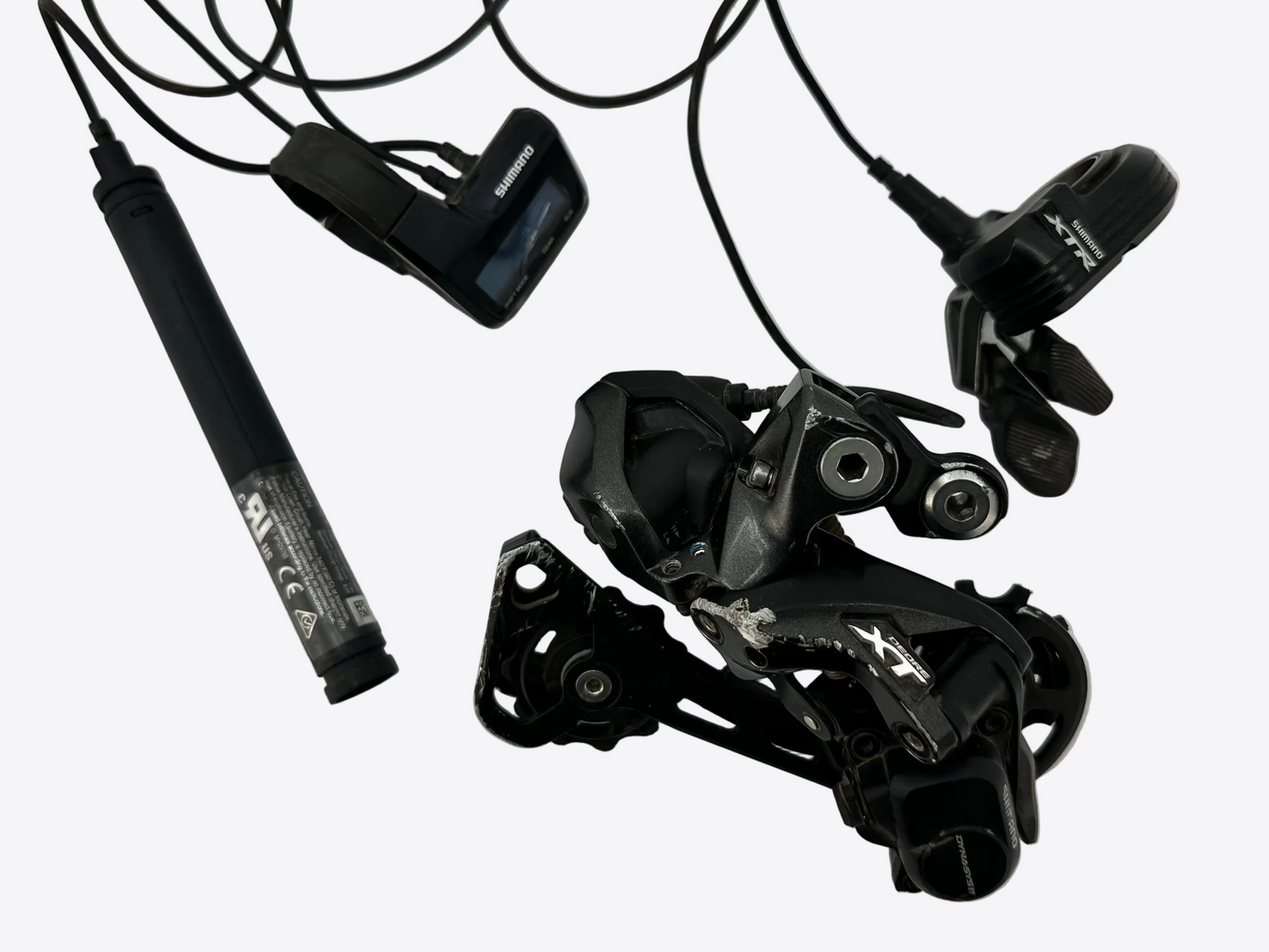 Bicycle gear components on a white background
