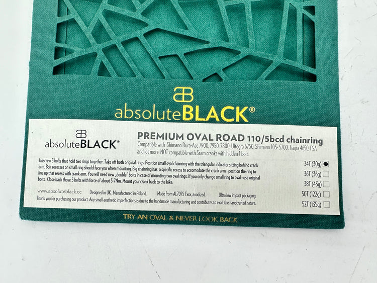 Absolute Black Premium Oval Road Chainring 34t 5x110 BCD
