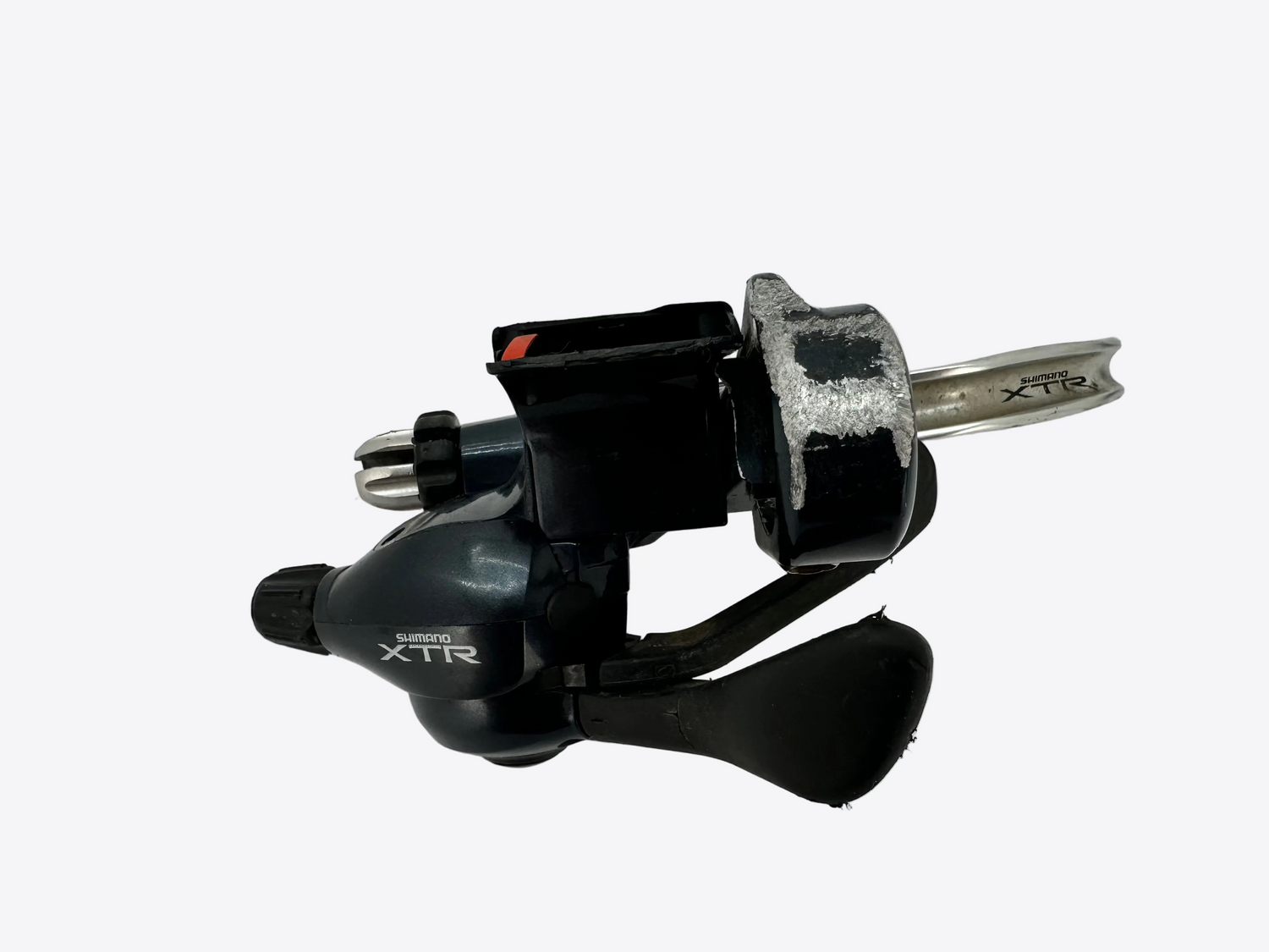 Shimano XTR bicycle shifters on a white background