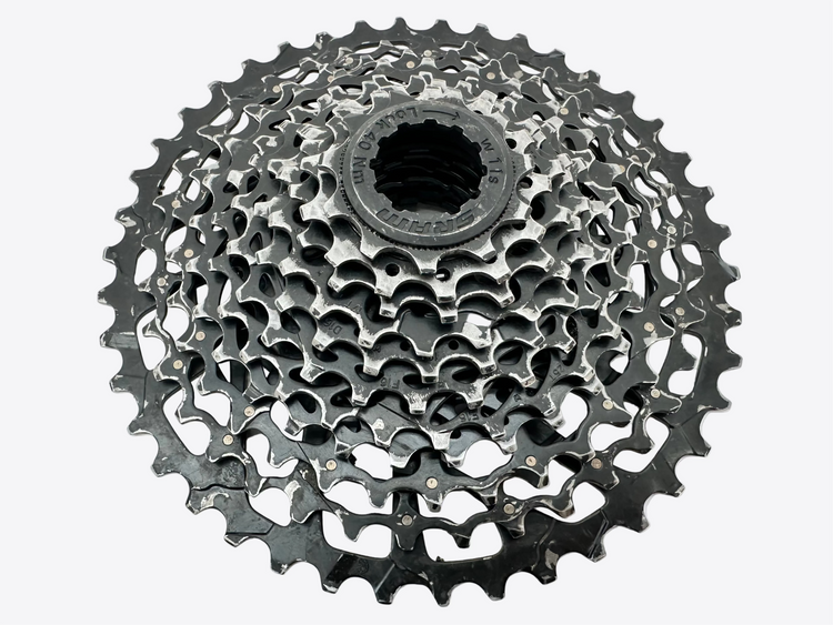 Bicycle gear cassette on a white background