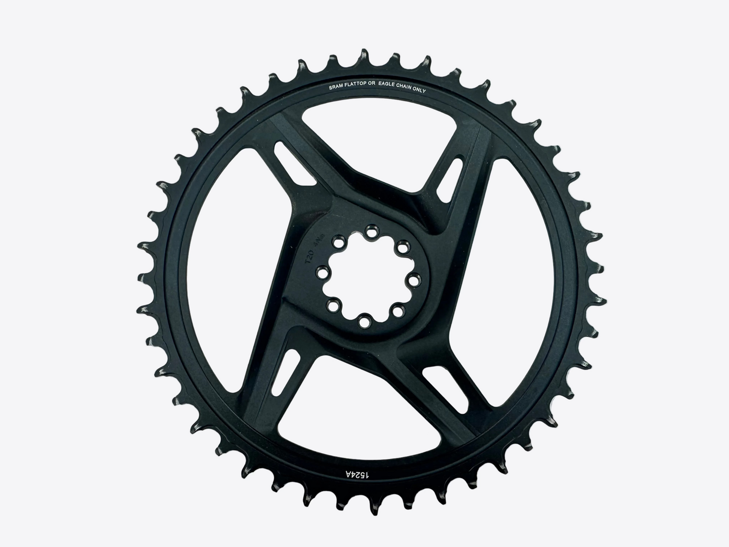 Black bicycle sprocket on a white background