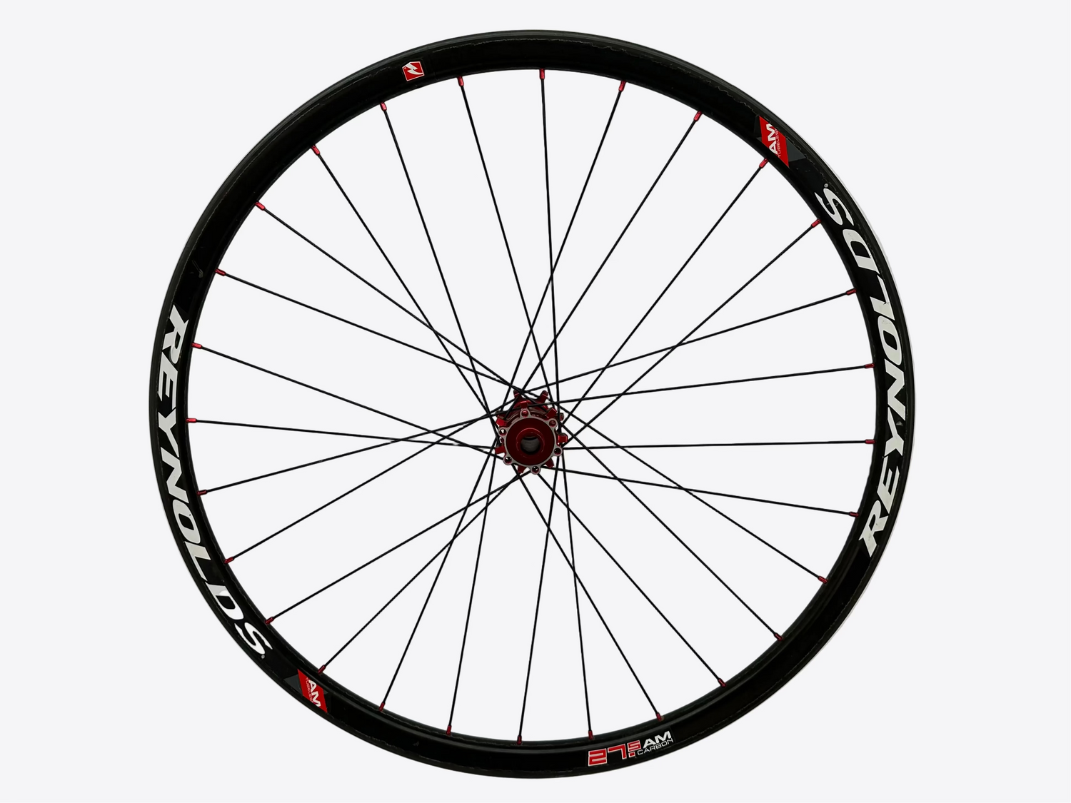 Bicycle wheel with Reynolds branding on a white background