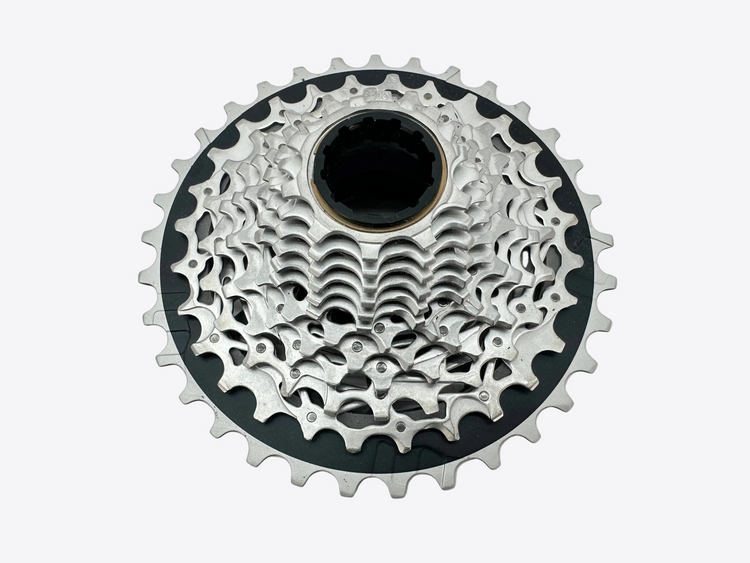 Bicycle gear cassette on a white background
