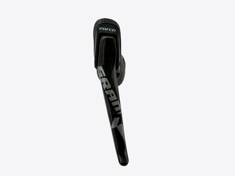 Black bicycle shift lever with 'Force' and 'Sram' branding on a white background