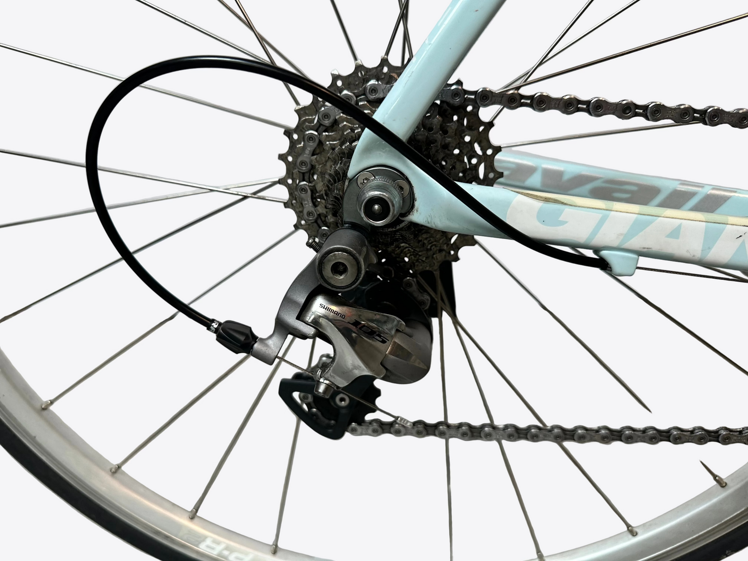 Close-up of a bicycle's gear system with a blurred background