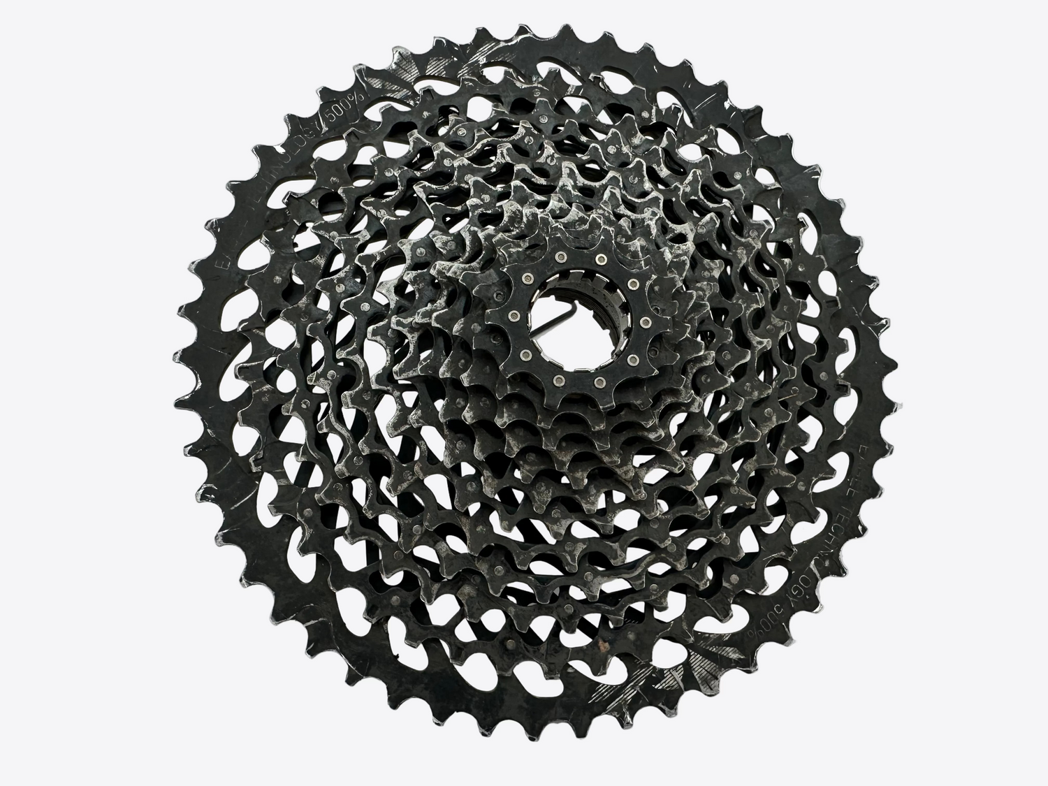 Bicycle gear cassette on a white background