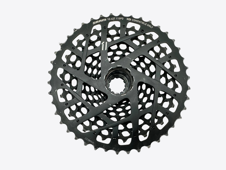 Bicycle gear cassette on a white background