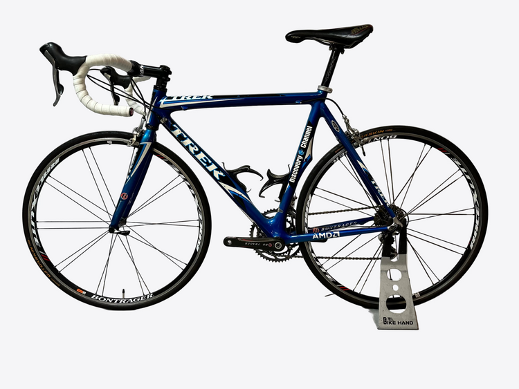 Blue Trek bicycle on a white background