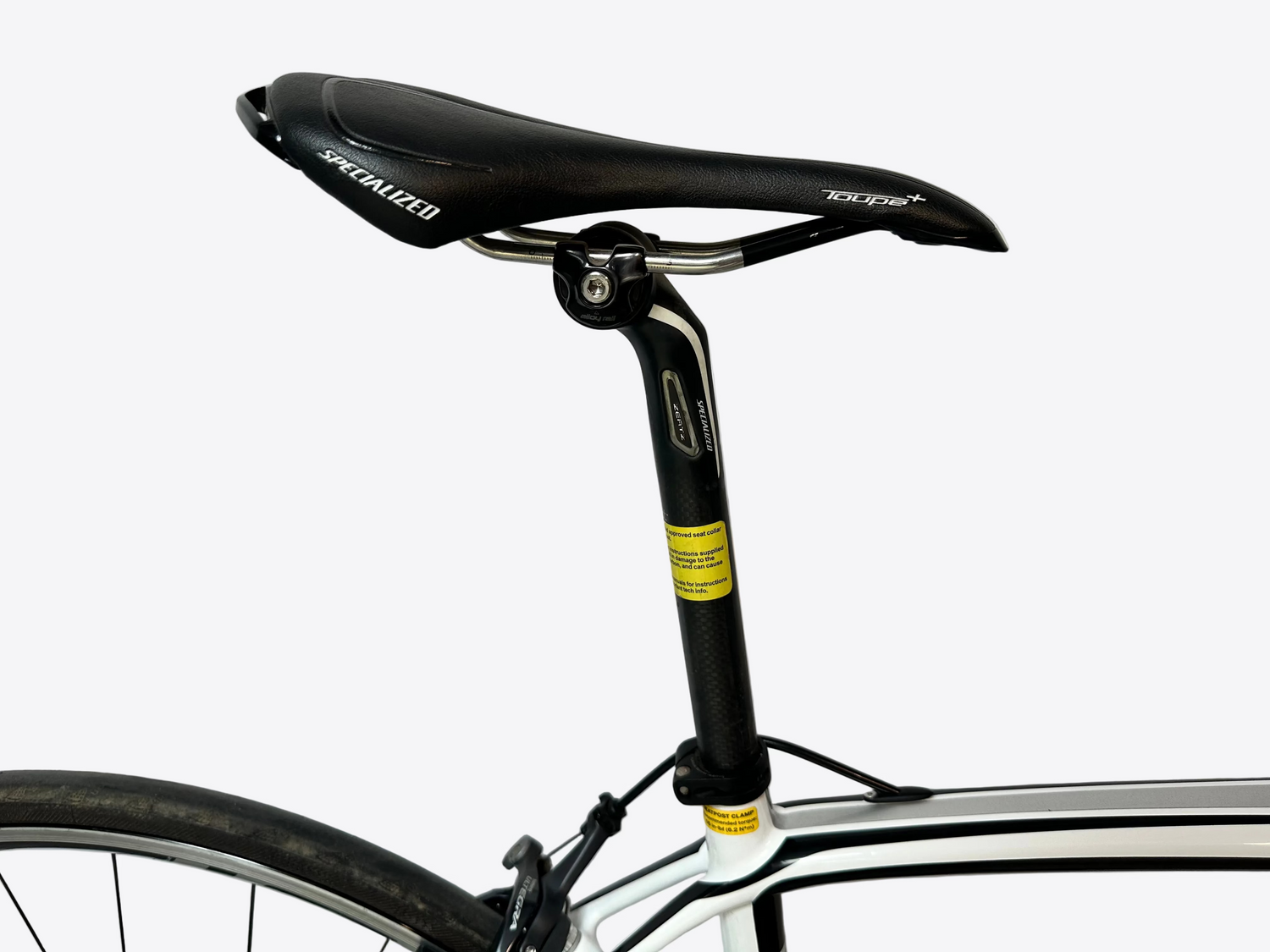 Bicycle seat and frame with a white background