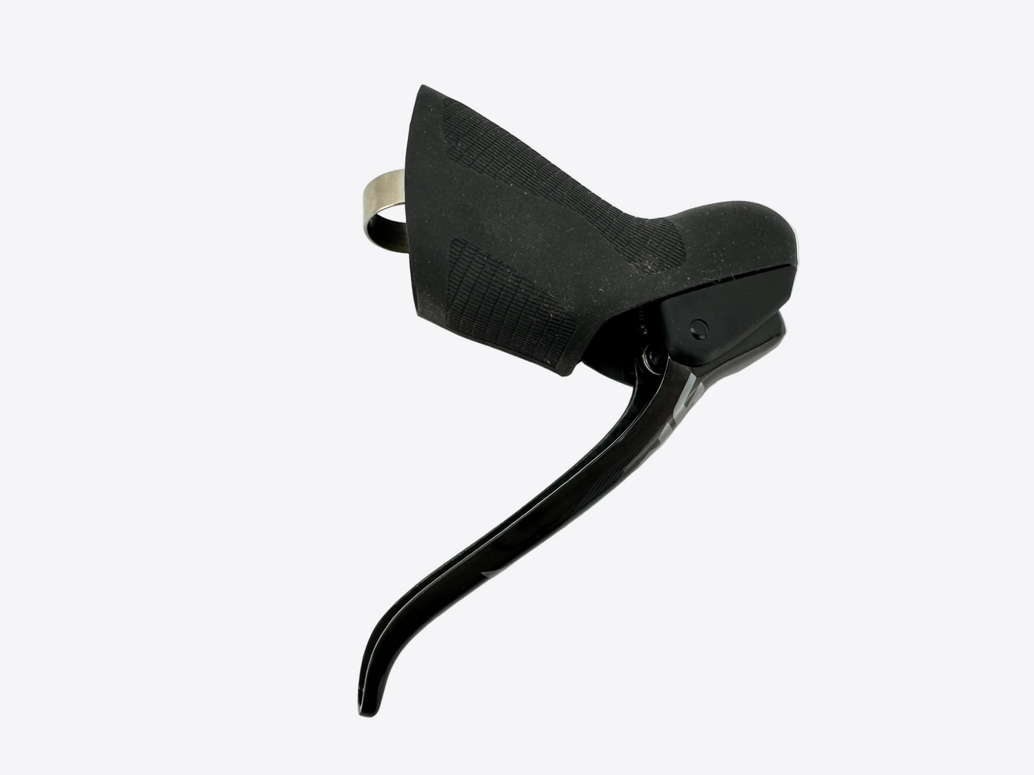 Black bicycle brake lever on a white background