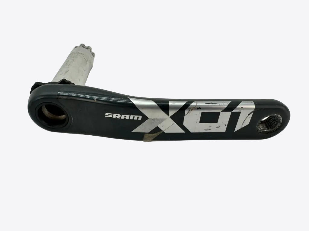Bicycle crankset with 'SRAM X01' branding on a white background