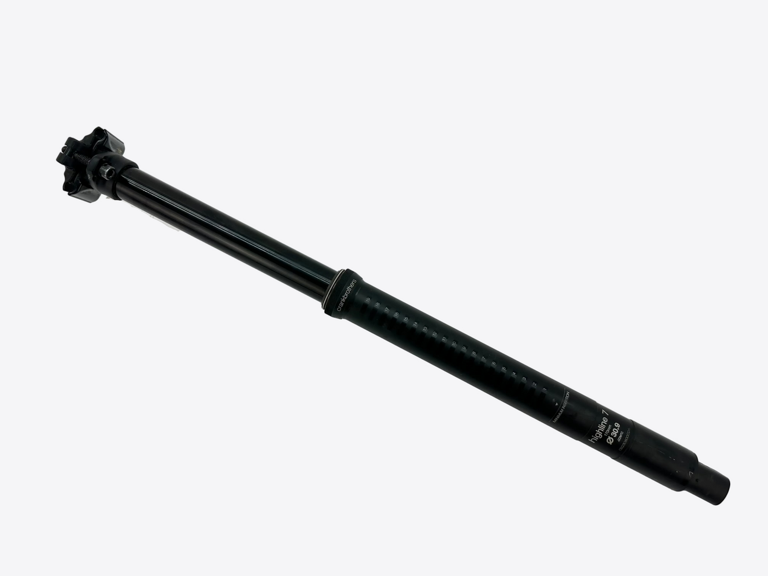Black bicycle seat post on a white background