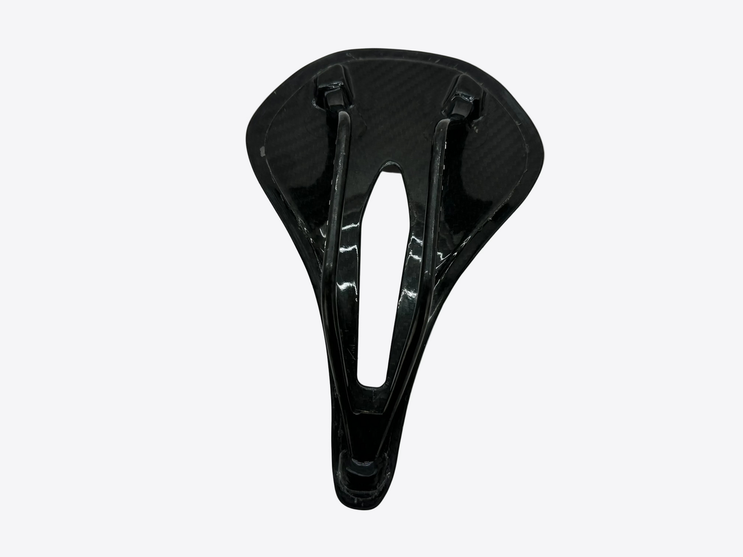 Black bicycle saddle on a white background