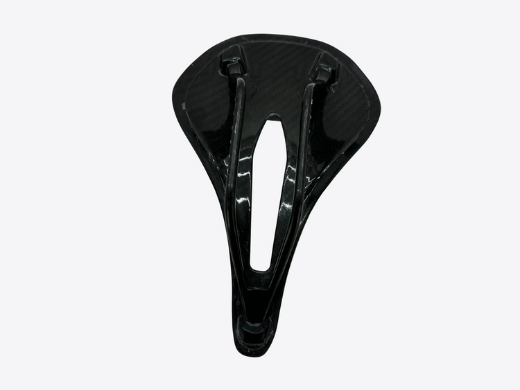 Black bicycle saddle on a white background