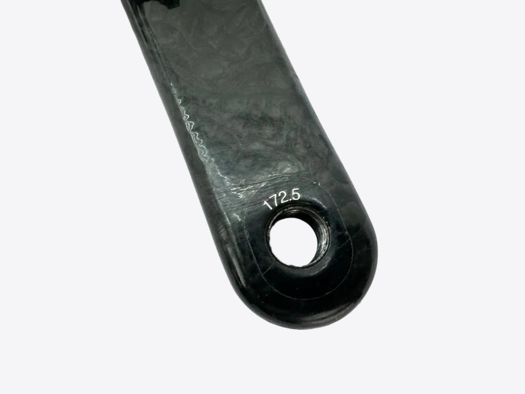 Black bicycle crank arm with measurement '172.5' on a white background